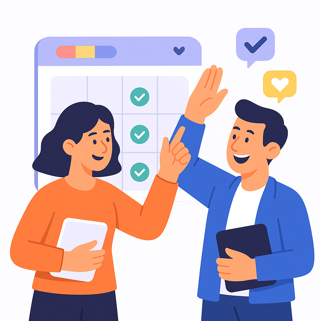 Two people supporting each other